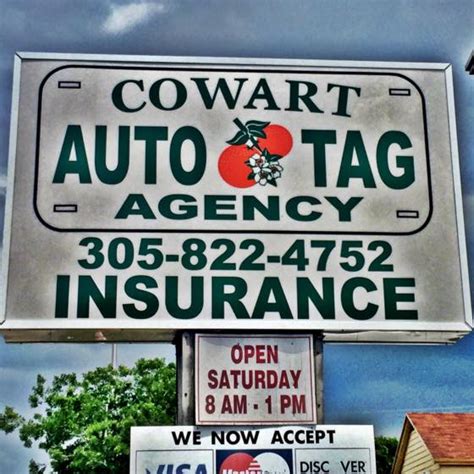 Cowart auto tag agency - Our Miami-Dade County tag agencies are county sponsored. All registration and title inventory is onsite. MIAMI, FL. TROPICAL AUTO TAG AGENCY. Click to Call: (305) 661-1950. Address: 7356 SW 117th Ave, Miami, FL 33183. Business Hours:Monday - Friday: 9:00 am - 5:00 pm Saturday: 9:00 am - 1:00 pm